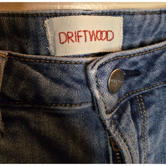 Driftwood Colette Embroidered Raw Edge Cropped Denim Jeans Size 28 - Picture 4 of 6